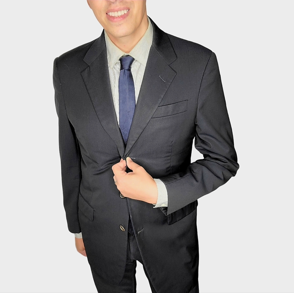 PRADA Vtg Navy Blue Sports Coat Blazer Jacket 48R - FREE Tie ** Read Description - Picture 2 of 9